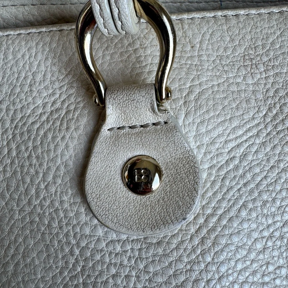 Kate Spade New York Deco large‎ pebbled leather satchel cream green lining rope